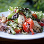 Greek Salad with Grilled Calamari 